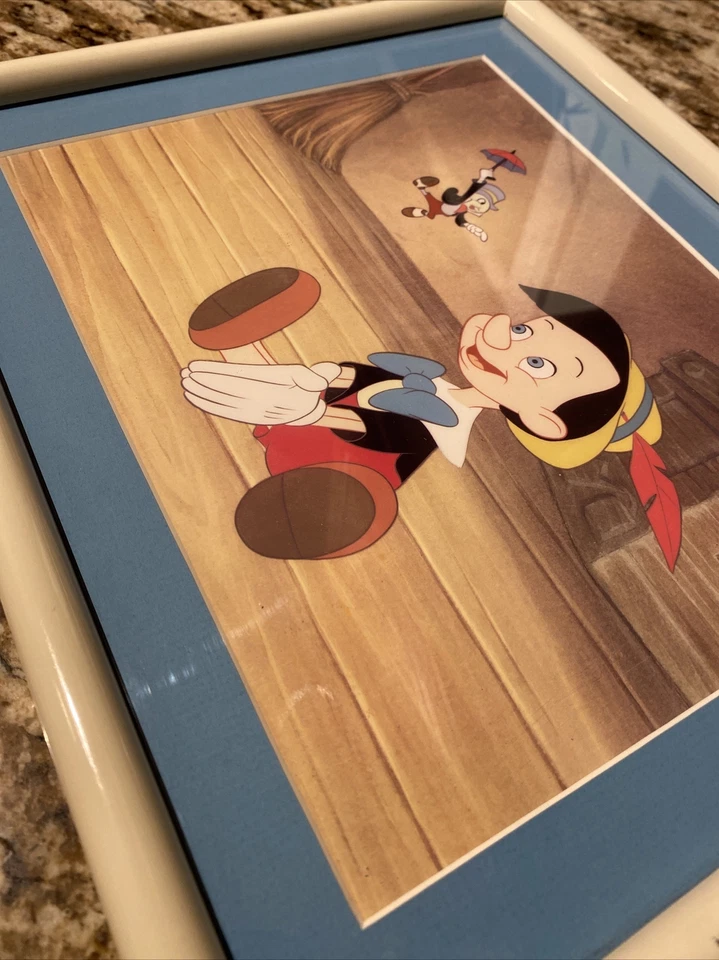 Raro "Pinóquio e Críquete Jiminy", Disney Classics Impressão Litográfica Celular Anos 1960 - Imagem 2 de 4