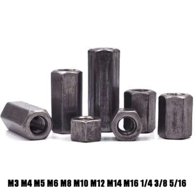 Carbon Steel Hex Connection Nuts Hex Connector Connecting Rod Bar Stud ...