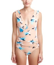 Vince Camuto Draped Surplus Womens One Piece Swimsuit Multi Color Size 6
