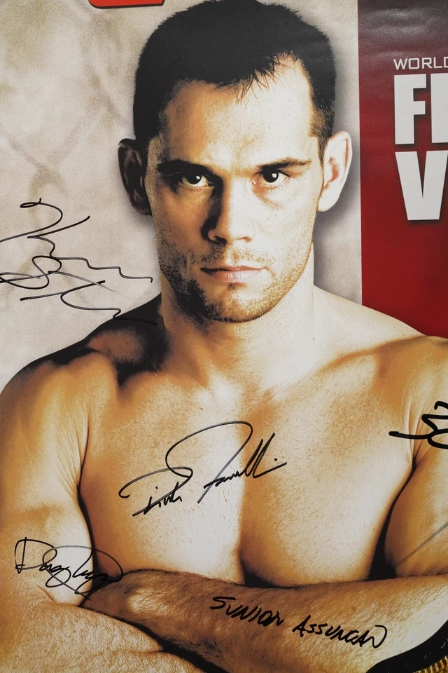 Póster de Anderson Silva Rich Franklin Sean Sherk + firmado con tarjeta UFC 64 2006 SBC Foto 4 de 4