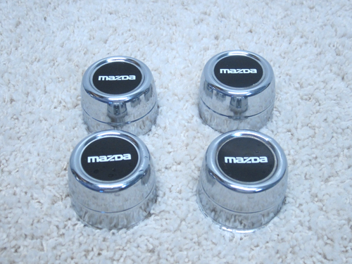 VINTAGE MAZDA OEM STEEL WHEEL 2- 7/16" CHROME CENTER CAP SET #2F-11