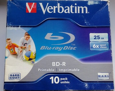 Konvolut 8 x Verbatim BD-R 25GB 6X Speed Blu-ray Recordable Media Disc.  Versiegelt