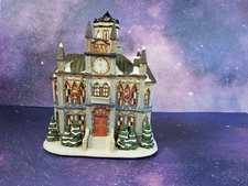Vintage Christmas Village City Hall Beautiful Fiber Optic house lighted
