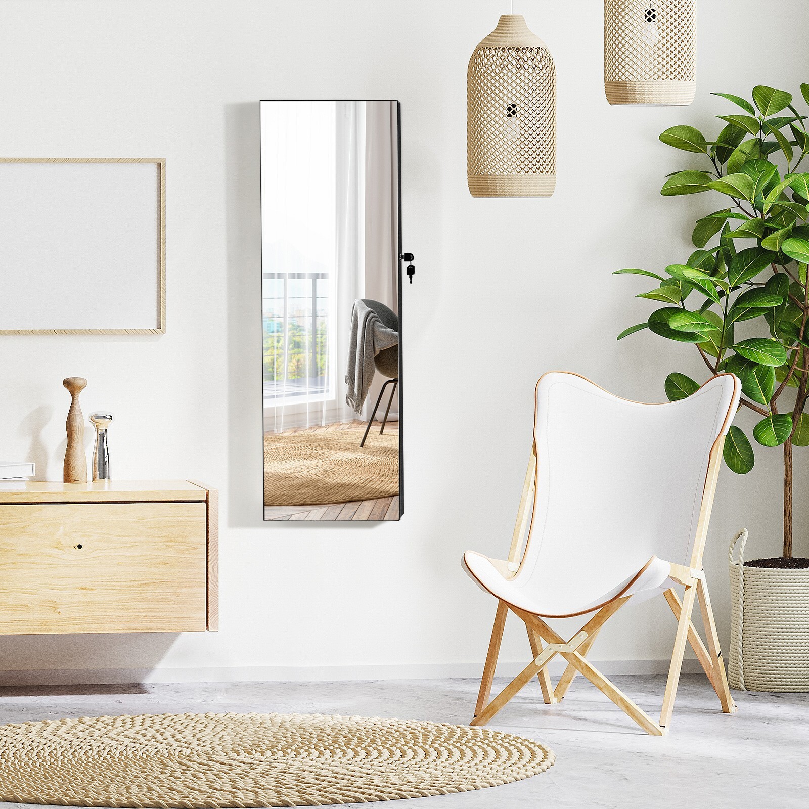 LED Lighted Jewelry Wall Mounted & Door Hanging Jewelry Armoire