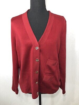 DONCASTER Women's Red SILK Cardigan Sweater Size Medium | eBay