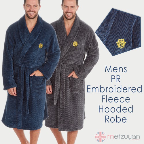 navy fleece dressing gown