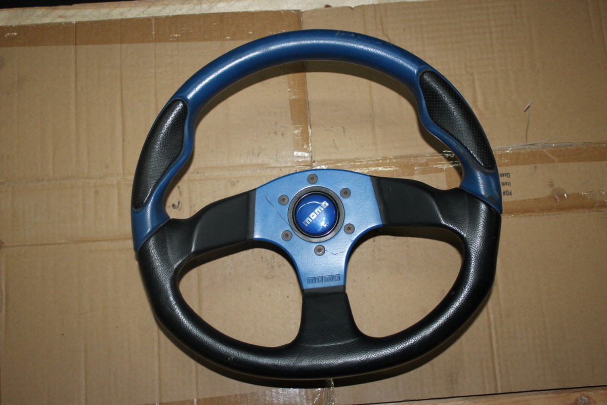 JDM MOMO STEERING WHEEL BLUE AND BLACK | eBay