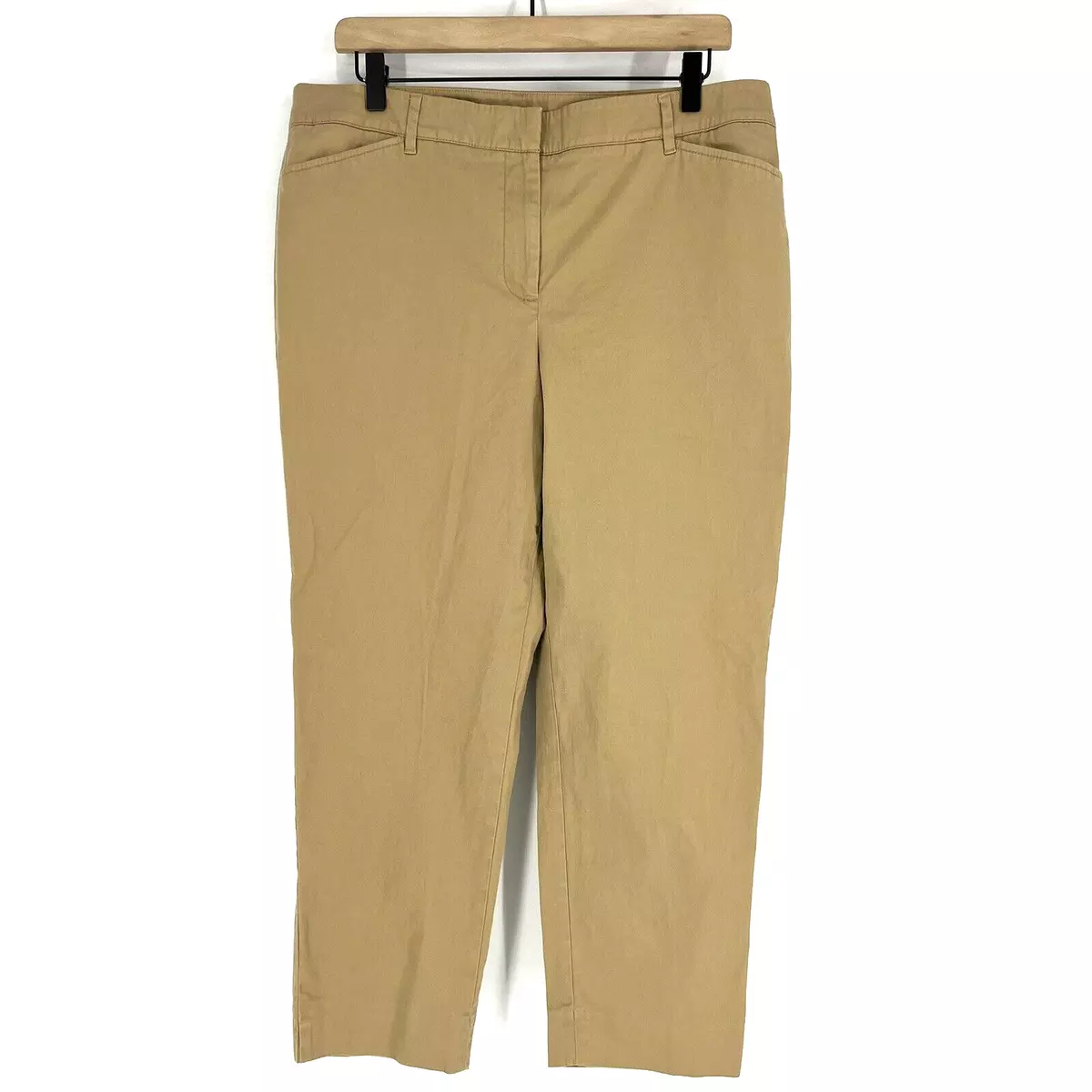 Talbots Pants Size 12 Womens Khaki Chino Perfect Crop Stretch