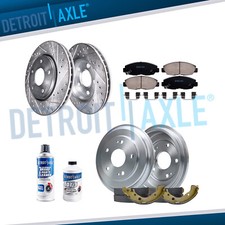 Front Drilled Rotors Brake Pads Rear Drum Shoes Kit For 2006 - 2011 Honda Civic Front Drilled Rotors Brake Pads Rear Drum Shoes Kit For 2006 - 2011 Honda Civic
