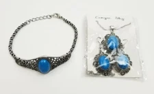 Canyon Sky Blue Marble Bracelet, Necklace, and Earring Set