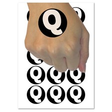 Letter Q Uppercase Fun Bold Font Temporary Tattoo Water Resistant Body Art Set