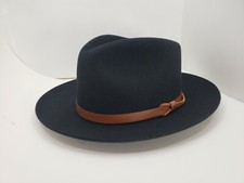 STETSON BRONCO FUR FELT HAT FEDORA BLACK 6 7/8 MADE IN USA