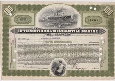 International Mercantile Marine Stock Certificate New Jersey Olive