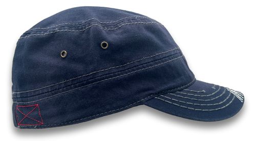 Gorra Cadete Azul Ejército Parte Superior Redonda BDU Béisbol Castro Gorra Estirable Liguero Espalda - Imagen 8 de 9