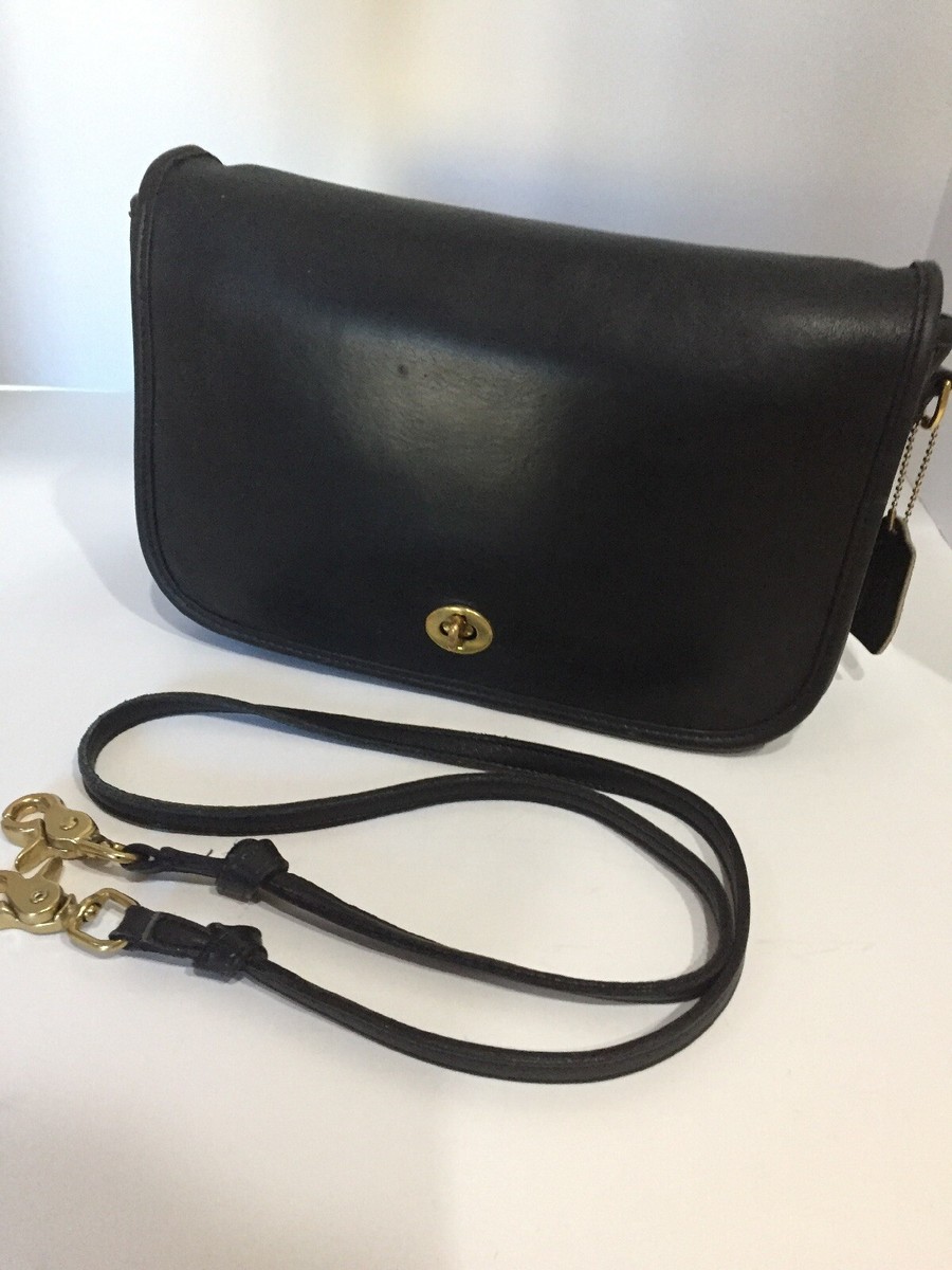 COACH Bonnie Cashin Penny Pocket Black Leather Flap Turnlock
