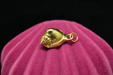 14K Yellow Gold Conch Sea Shell Pendant Charm -Small & Fairly Heavy