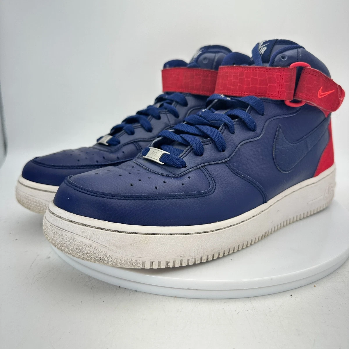 Nike Air Force 1 07 Mid Navy Blue Red Women Sneaker Shoes 818596