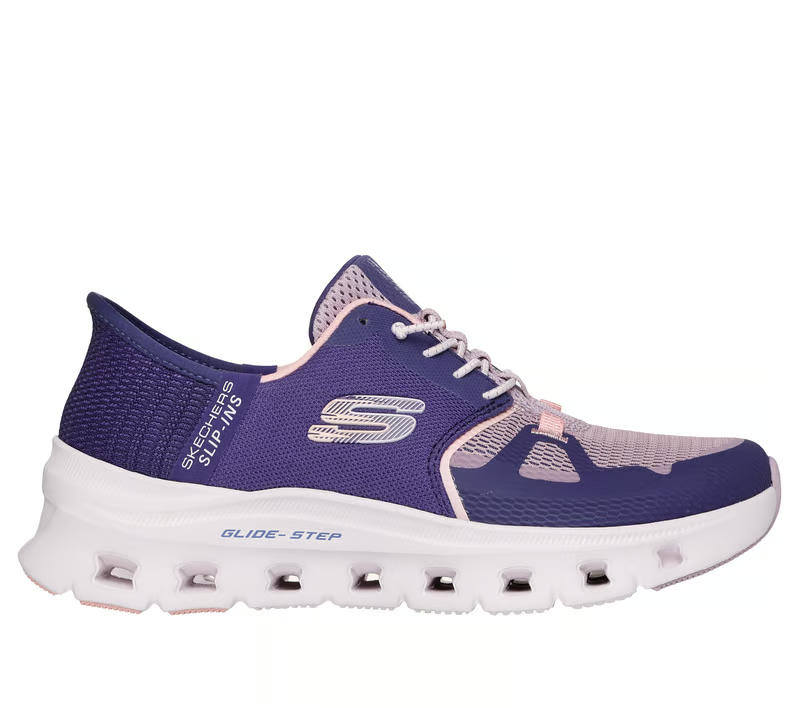 Skechers Shoes Women Slip Ins Purple Glide Step Pro Stretch Lace