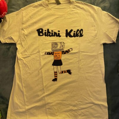 Retro vintage BIKINI KILL rock short sleeve daisy color classic shirt KV29174