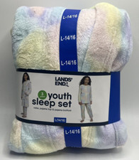 Girls Size L 14/16 Lands' End 3-Piece Sleep Set Pajamas Robe Warm And Cozy