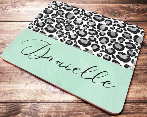 Leopard Print Mouse Pad, Mint Desk Accessories, Name Mouse Pad, Office Supplies - Picture 4 of 6