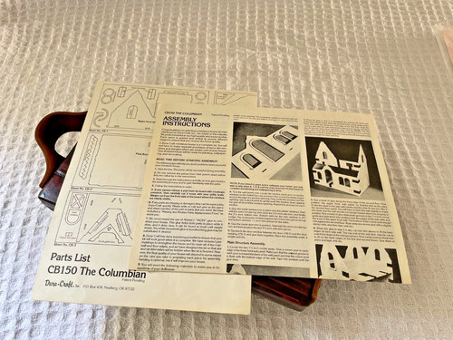 Dura-Craft Columbian Dollhouse CB-150 Assembly Instructions Parts List NO HOUSE!