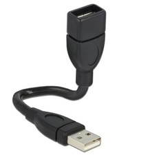 Delock Cavo semi-rigido USB2.0 A Maschio / A Femmina 15cm Nero