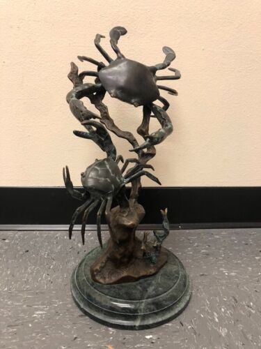 Bronze Crabs on a marble base sculpture