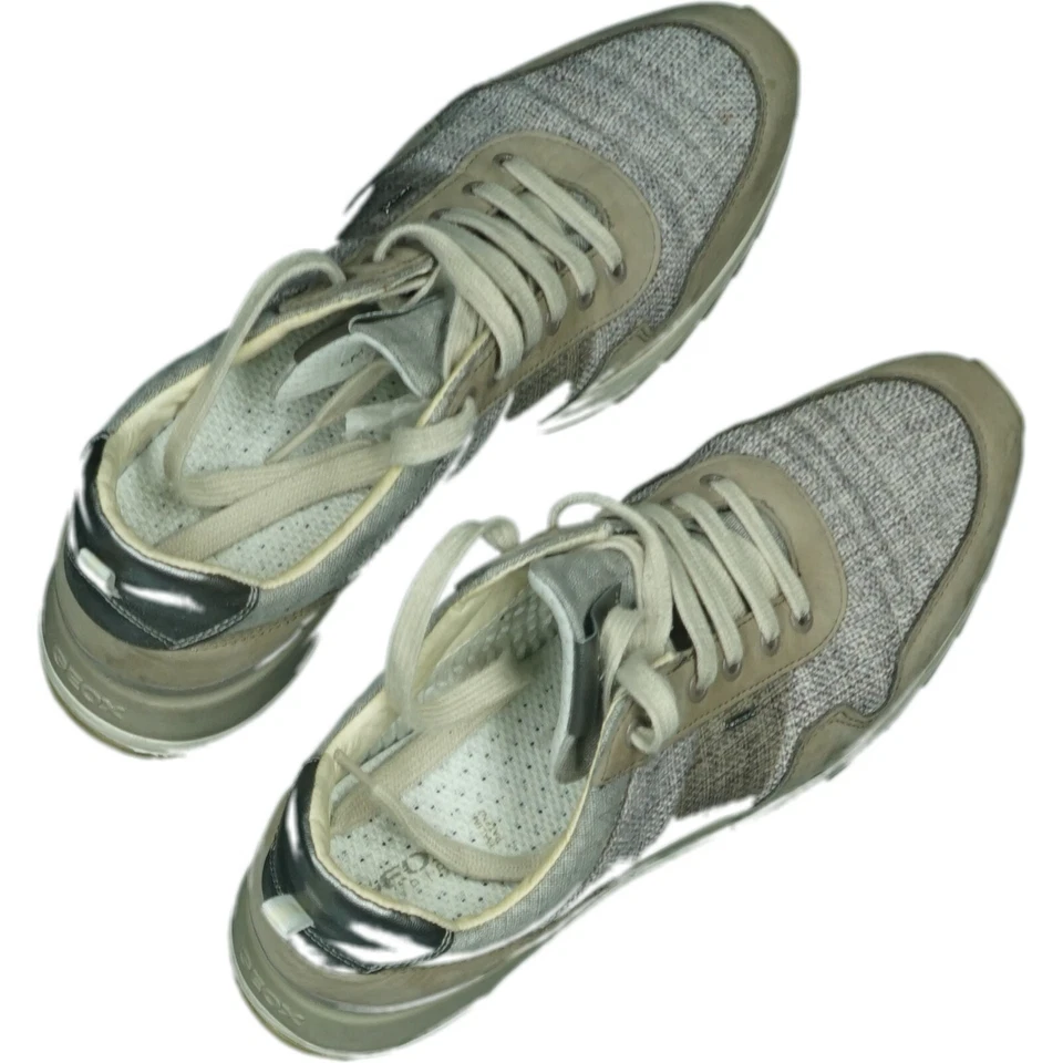 Geox Amphibiox Damas Zapatos Informales Entrenadores Talla 41 Beige Cómodos Cuero Trapo Mezcla Foto 2 de 2