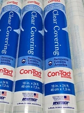 4X Lot Contact Clear Transparent 18"X 24' Self Adhesive Book Textbook Paperback