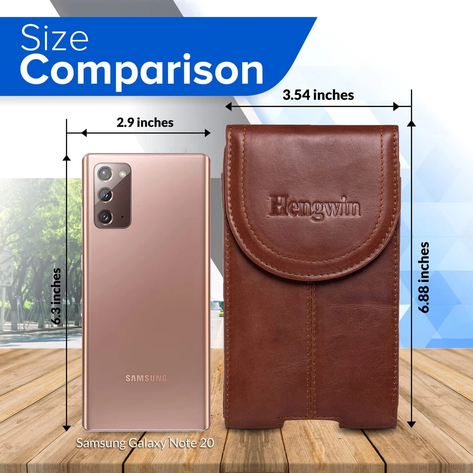 Belt Clip Holster Pouch Genuine Leather Phone Case Holster with Magnetic Clos... - Image 2 of 4