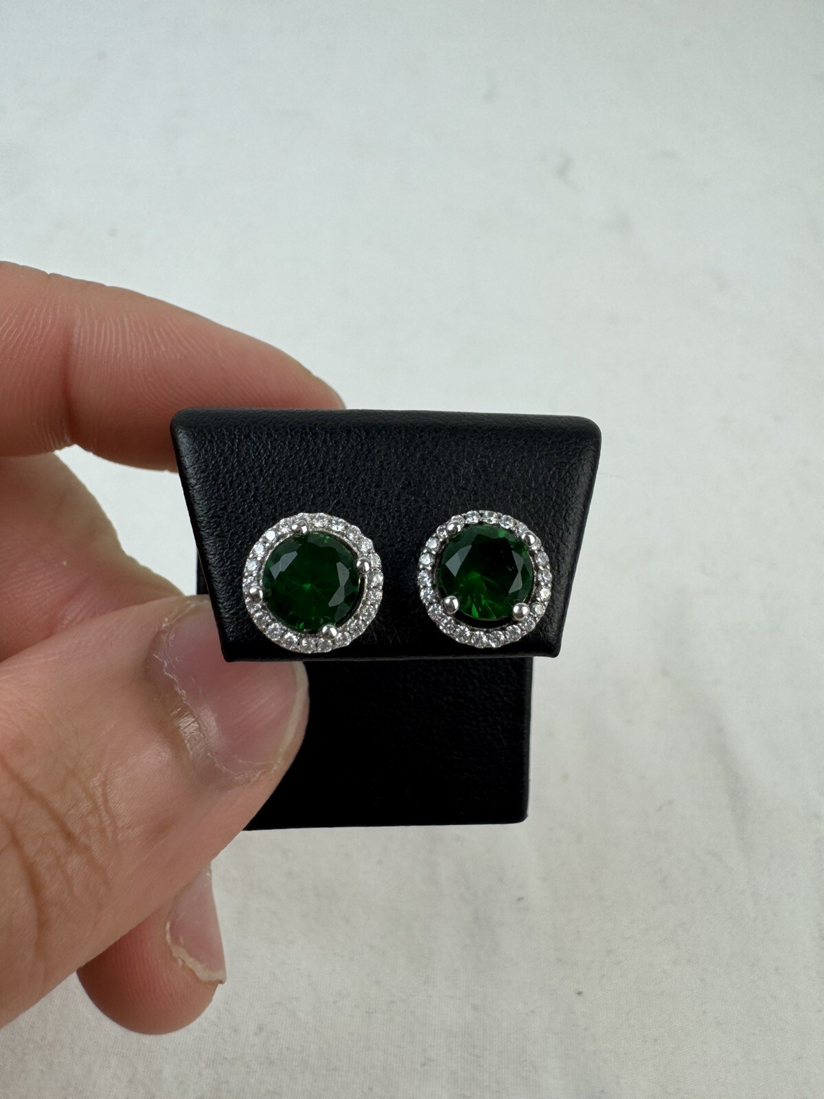 Stud Earrings with Green Gems-image