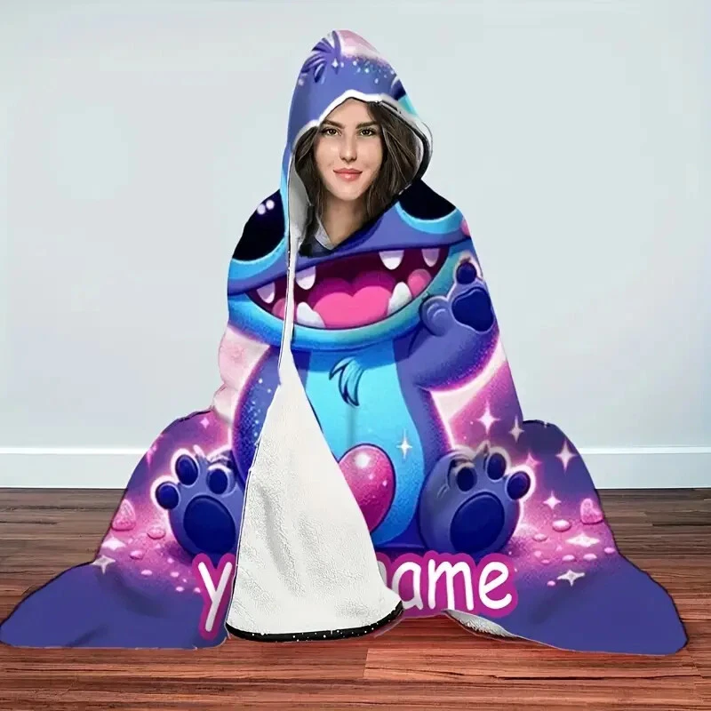 Personalized Lilo & Stitch Hooded Blanket
