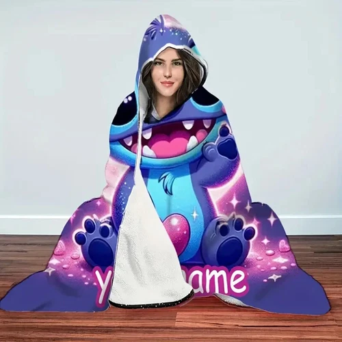 Personalized Lilo & Stitch Hooded Blanket