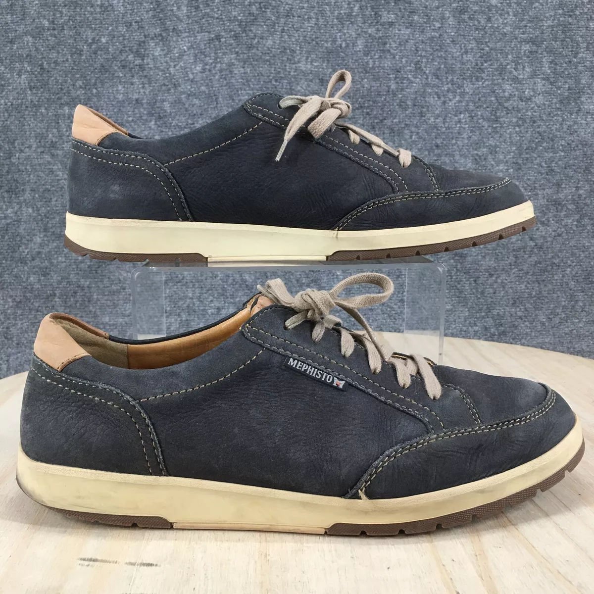 Mephisto Shoes Mens 8.5 Ludo Casual Sneakers Comfort 31489 Blue Leather Lace Up