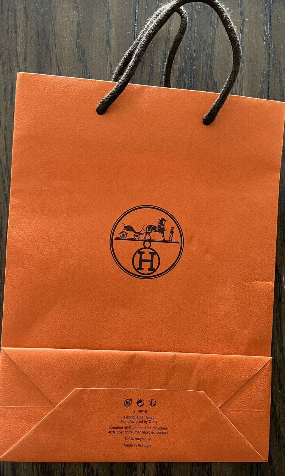 Hermes Empty Orange Shopping Gift Paper Bag Tote Authentic NEW 8×11.25×3.25