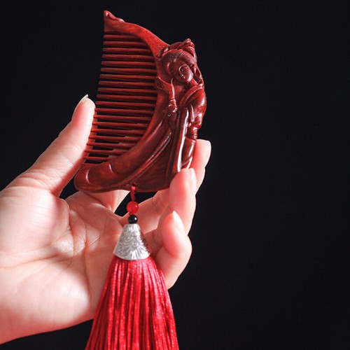 Handmade Red Sandalwood Carving Comb Creative Wooden Prop Decoration Accessories - Picture 1 of 6