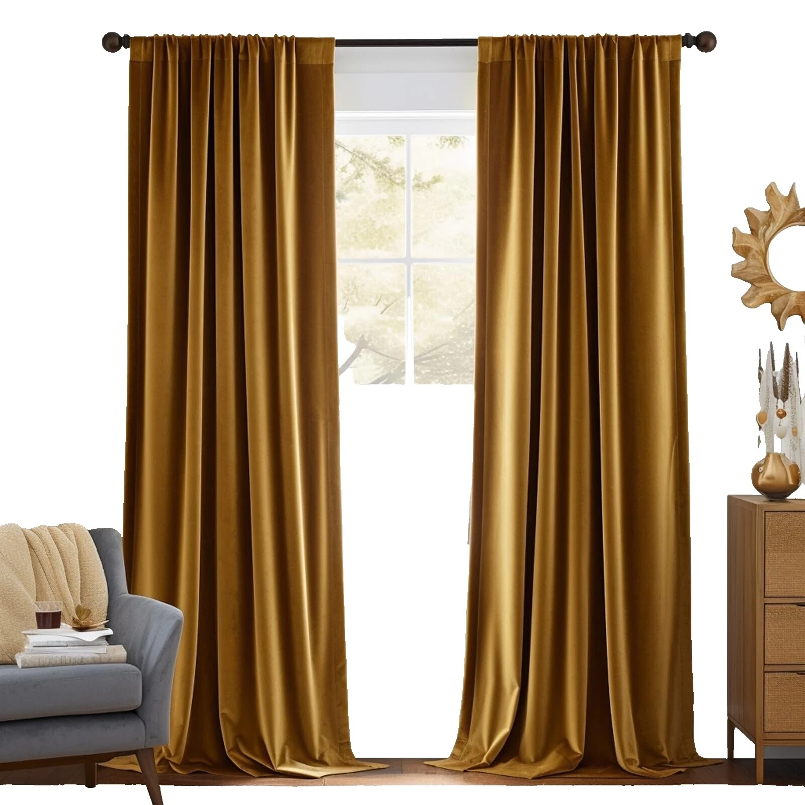 Brown Velvet Curtains, Drapes & Valances