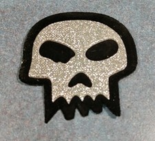 Lot of 12 Skull Skeleton Goth Silver Glitter Rounded Sew On Padded Patches
