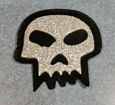 Lot of 12 Skull Skeleton Goth Silver Glitter Rounded Sew On Padded Patches