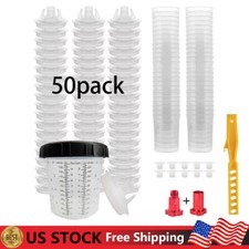 50 Pack Pps Cups Disposable Paint Spray Gun Cup Liners And Lid System 125 Mic