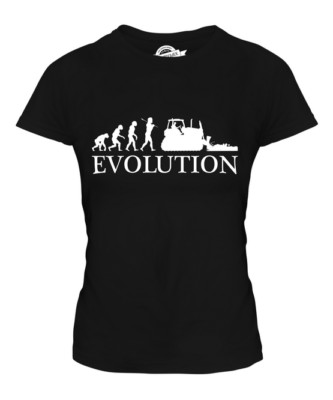 BULLDOZER EVOLUTION OF MAN LADIES T-SHIRT TEE TOP GIFT BUILDER DIGGER