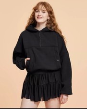 Blogilates Women's Marshmallow Half Zip Hooded Sweatshirt - Black XL NWT