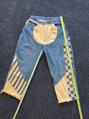 Vtg 80s 90s Punk Skate Hip Hop Color Block Jeans Pants Denim 26x22