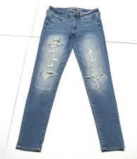 Women's American Eagle Distress Patched Blue Jean Jegging Size 8 : 28" Inseam