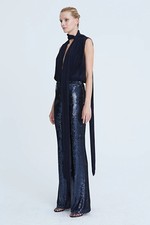 Halston VERONICA SEQUIN PANT Navy Size 14, Brand New with Tags!