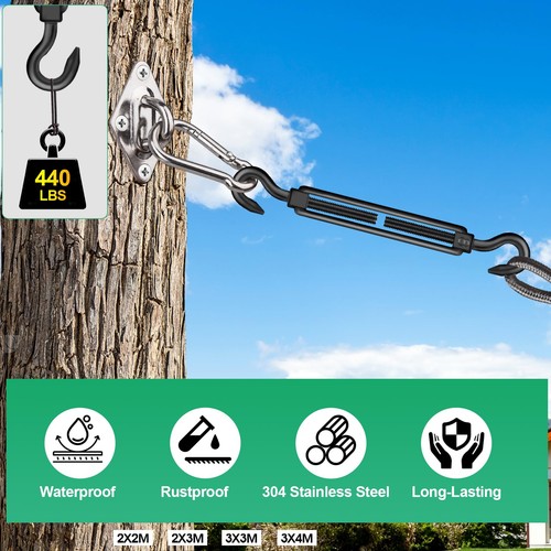 2PCS M8 Hook & Turnbuckle 304 Stainless Steel,Black Heavy M8-2P, Black  - Afbeelding 5 van 7