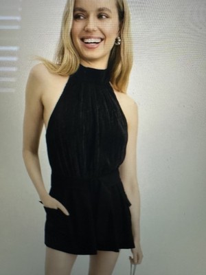 Dara Playsuit Black Halo Size 6 MSRP $390.00
