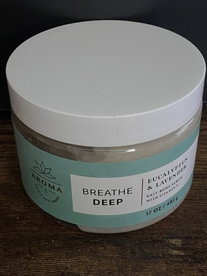 EUCALYPTUS LAVENDER SALT BODY SCRUB VITAMIN E BREATHE DEEP BATH BODY WORKS 17 OZ