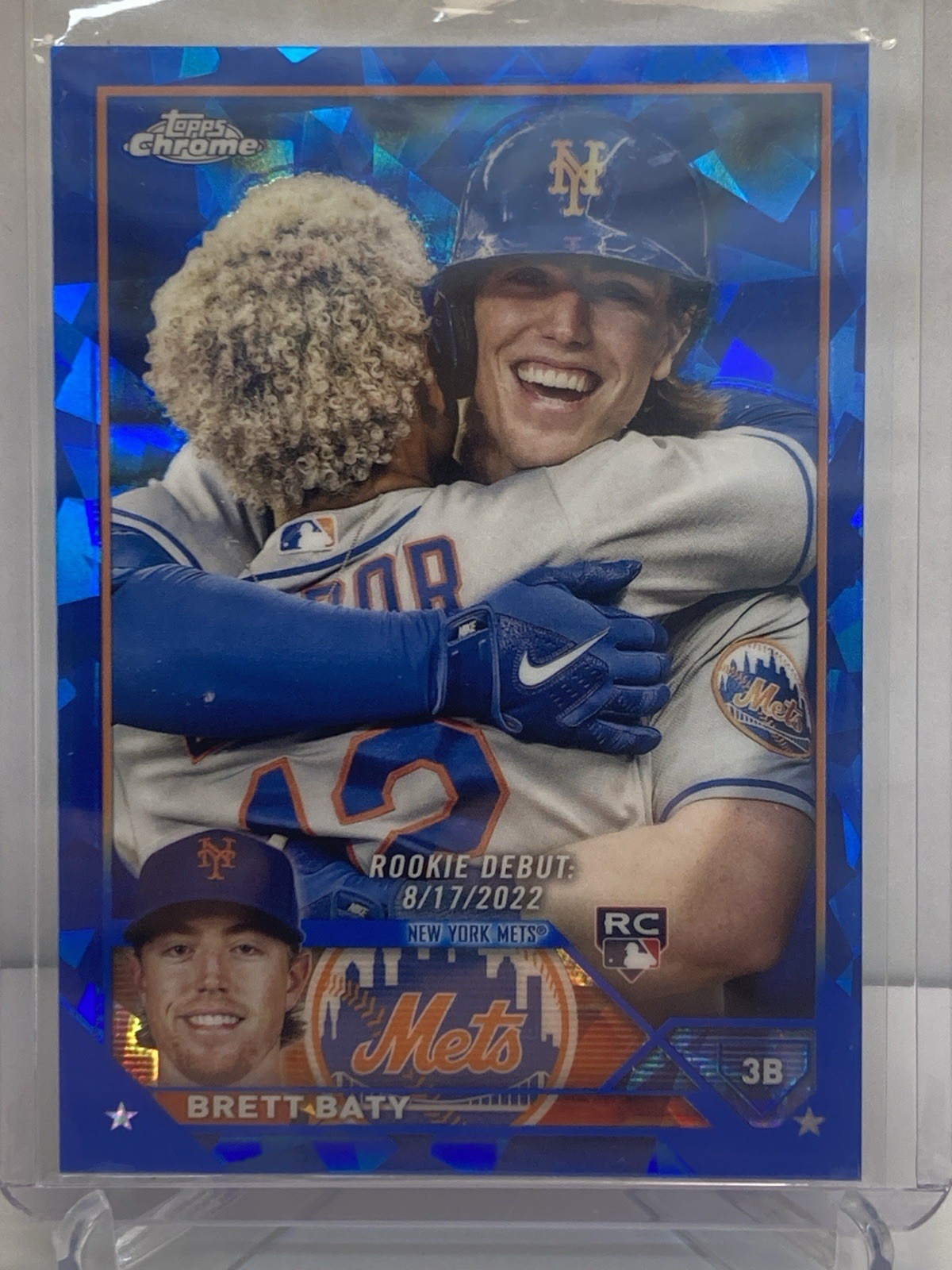 2023 Topps Chrome Update Sapphire Brett Baty RC Rookie Debut NY Mets- 8/17/2022